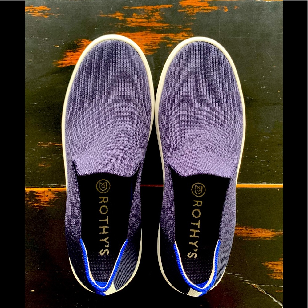 Rothys slip on sneakers deck shoe sz 7.5 Navy Blue
